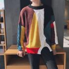 Color Block Cable Knit Top
