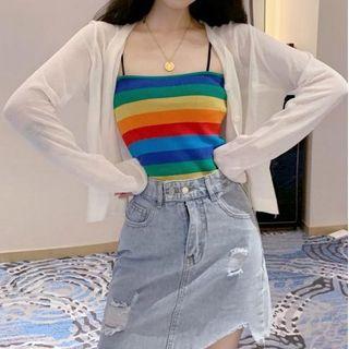 Striped Camisole / Light Cardigan