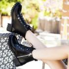 Faux Leather Side-zip Block Heel Short Boots