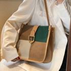 Color Block Faux Leather Bucket Tote Bag