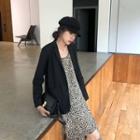 Plain Loose-fit Blazer / Leopard Print Sleeveless Dress