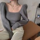 Puff Sleeve Sweater Gray - One Size