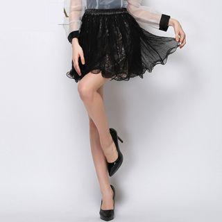 Lace Panel Mini A-line Skirt