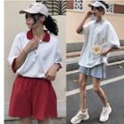 Elbow-sleeve Polo Shirt / Wide Leg Shorts