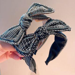 Rhinestone Plaid Bow Fabric Headband