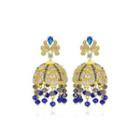 Fashion Vintage Plated Gold Palace Ethnic Geometric Cubic Zirconia Earrings With Blue Imitation Pearls Golden - One Size
