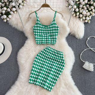Set: Argyle Camisole + Pencil Skirt