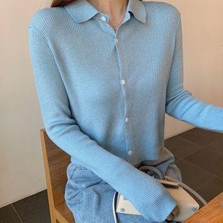 Long-sleeve Plain Knit Shirt