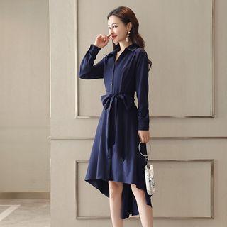 Tie-waist Dip-back A-line Dress