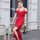 Cold-shoulder High-low Mermaid Dress