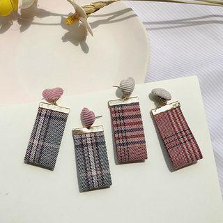 Plaid Corduroy Dangle Earring