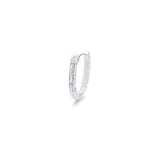 Textured Alloy Hoop Earring 1 Piece - Earring - Textured - Silver - One Size