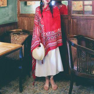 Print Shawl Red - One Size