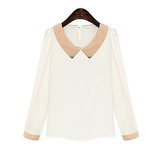 Long-sleeve Collared Chiffon Blouse