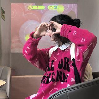 Printed Letter Oversize Sweater