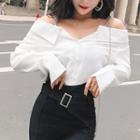 Cold-shoulder Shirt White - One Size