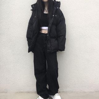 Plain Single Breasted Loose-fit Jacket