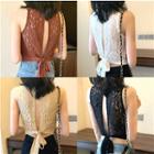 Open Back Cropped Lace Top