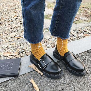 Buckled Platform Flat Shoes