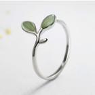 925 Sterling Silver Cat Eye Stone Leaf Open Ring As Shown In Figure - One Size