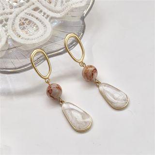 Shell Drop Earring 1 Pair - Light Brown & White - One Size