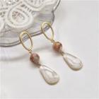 Shell Drop Earring 1 Pair - Light Brown & White - One Size