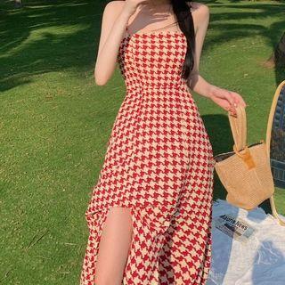 Spaghetti Strap Houndstooth A-line Dress