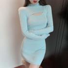 Set: Knit Tank Dress + Cropped Knit Top Mint Green - One Size