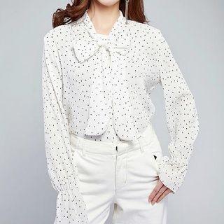 Tie Neck Dotted Blouse