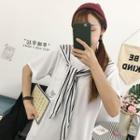 Short-sleeve Lettering T-shirt With Striped Neckerchief