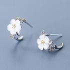 925 Sterling Silver Scallop Flower & Branches Earring As Shown In Figure - One Size