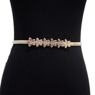 Flower Detail Elastic Belt As Shown In Figure - One Size