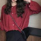 Patterned Blouse Vintage Red - One Size