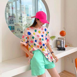 Smile-pattern Boxy T-shirt