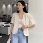 Collarless Textured Jacket