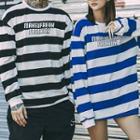 Couple Matching Striped Lettering Long-sleeve T-shirt