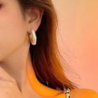 Faux Pearl Acrylic Open Hoop Earring 1 Pr - White - One Size