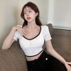 U-neck Two Tone Cropped Top