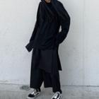 Plain Long-sleeve Oversize T-shirt / Cropped Wide-leg Pants