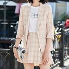 Plaid Blazer / Straight-cut Pants / A-line Skirt / Set