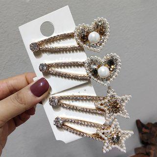 Faux Pearl Heart / Star Hair Clip
