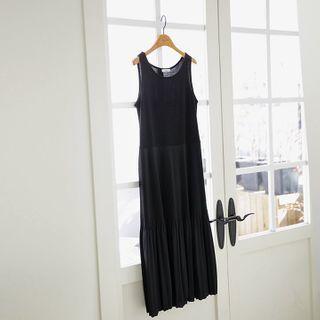 Pleat-hem Long Tank Dress