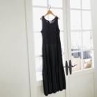 Pleat-hem Long Tank Dress