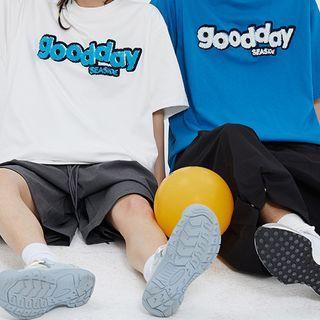 Couple Matching Lettering Oversized Tee