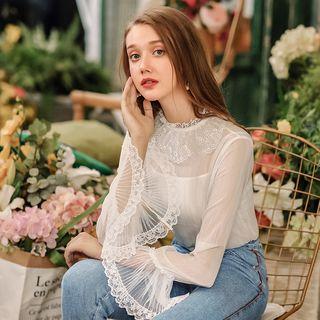 Long-sleeve Lace Chiffon Blouse
