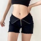 High Waist Zip-up Shorts
