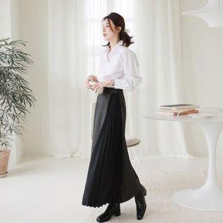 Accordion-pleat Detail Maxi Skirt