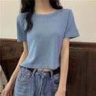 Short-sleeve Side-zip Cropped T-shirt