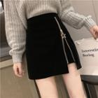 Zip-detail A-line Mini Skirt