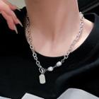 Tag Pendant Alloy Necklace Bead - Silver - One Size